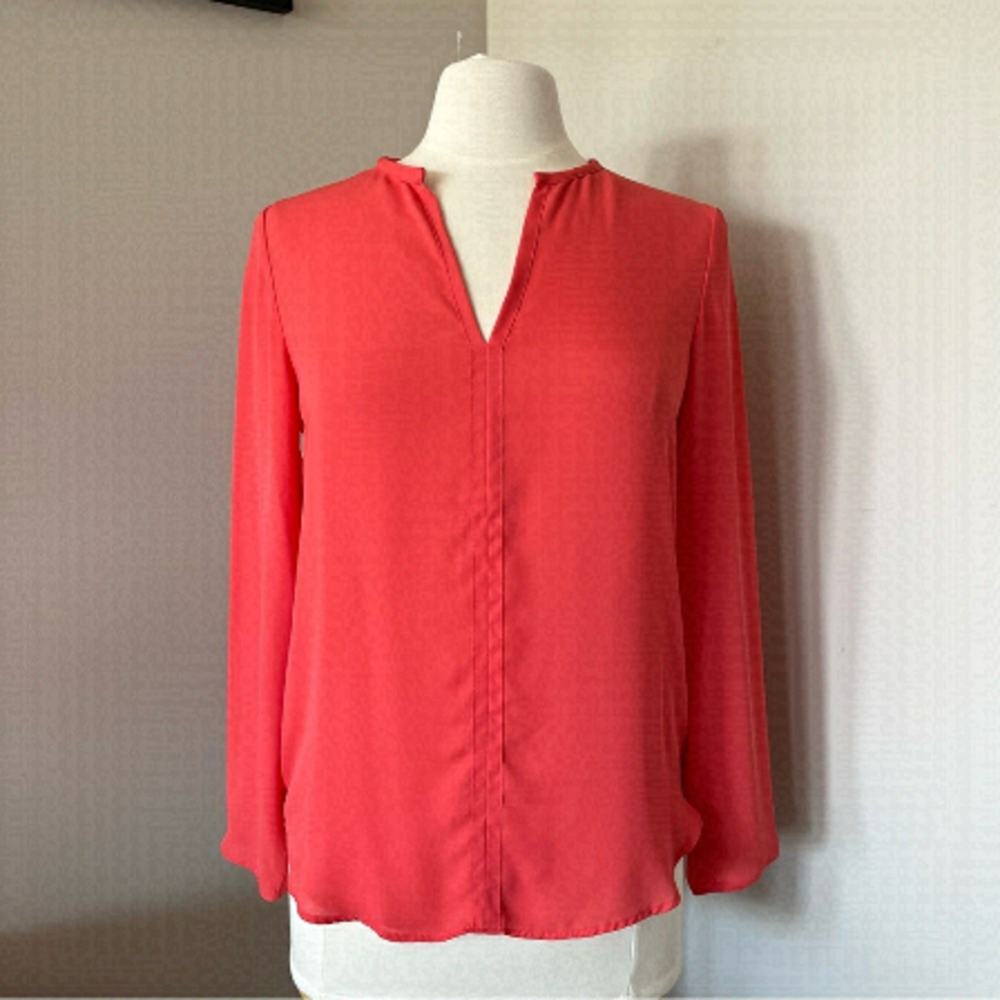 ZARA Long Sleeve Coral Flowy Top